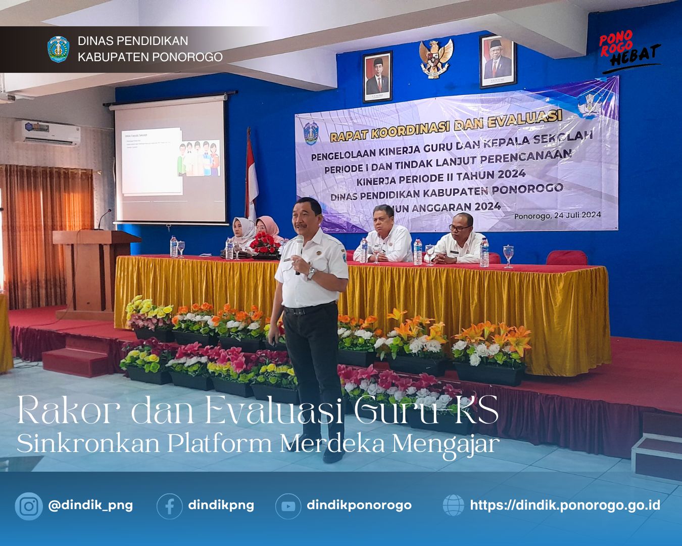 Sinkronkan Platform Merdeka Mengajar dengan E-Kin BKPSDM, Dindik Ponorogo Gelar Rakor dan Evaluasi Guru dan Kepala Sekolah 2024