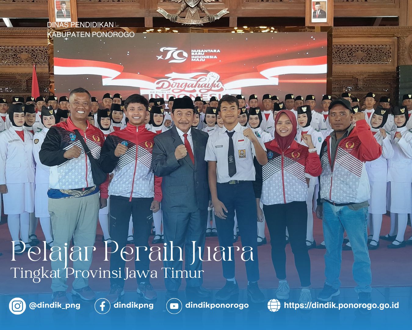 Kado Istimewa HUT RI Ke-79, Pelajar Peraih Juara Di Provinsi Jatim Terima Penghargaan Dari Bupati Ponorogo