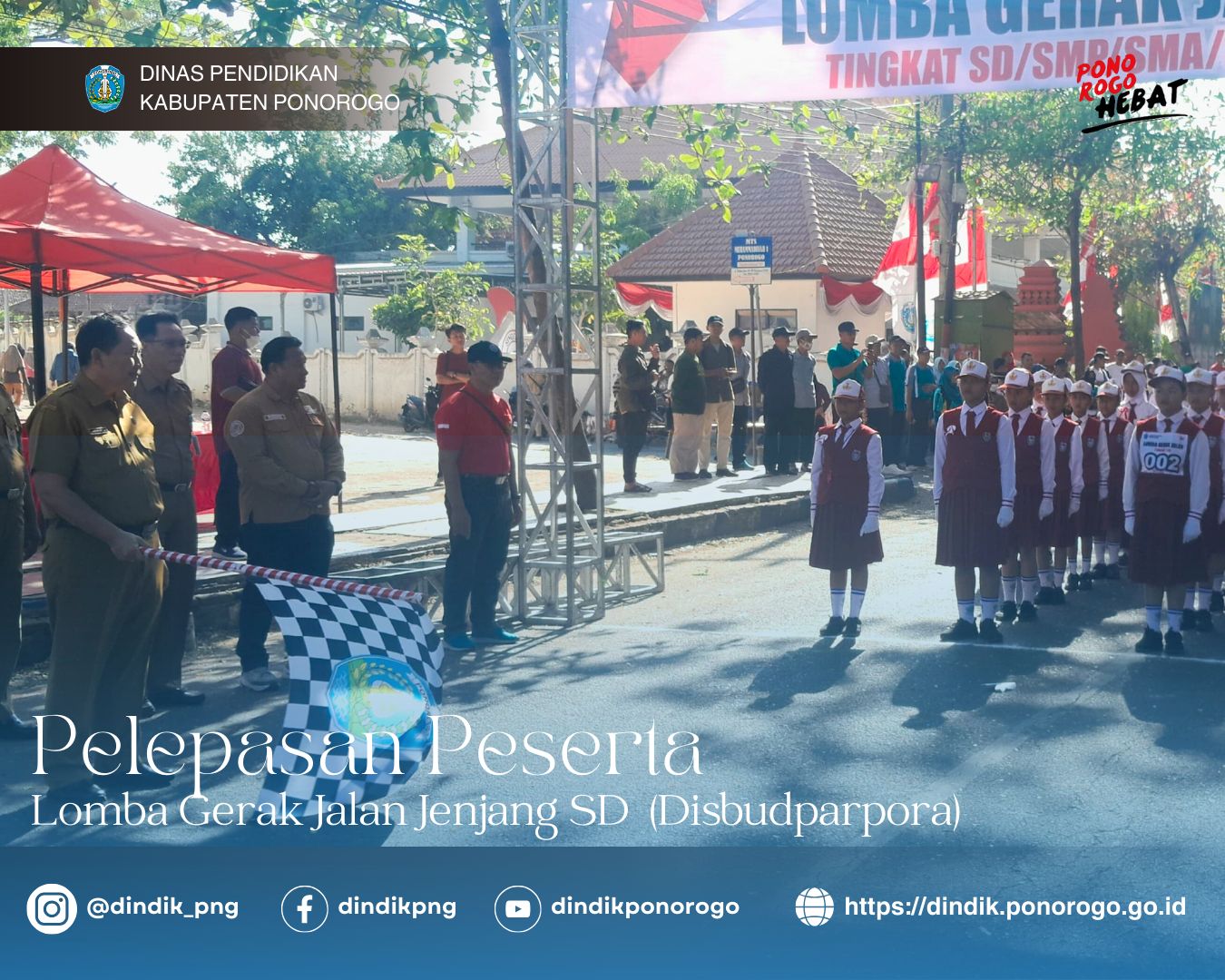 emangat HUT ke-79 RI, Kadindik Ponorogo Lepas Puluhan Peserta Gerak Jalan Pelajar 2024