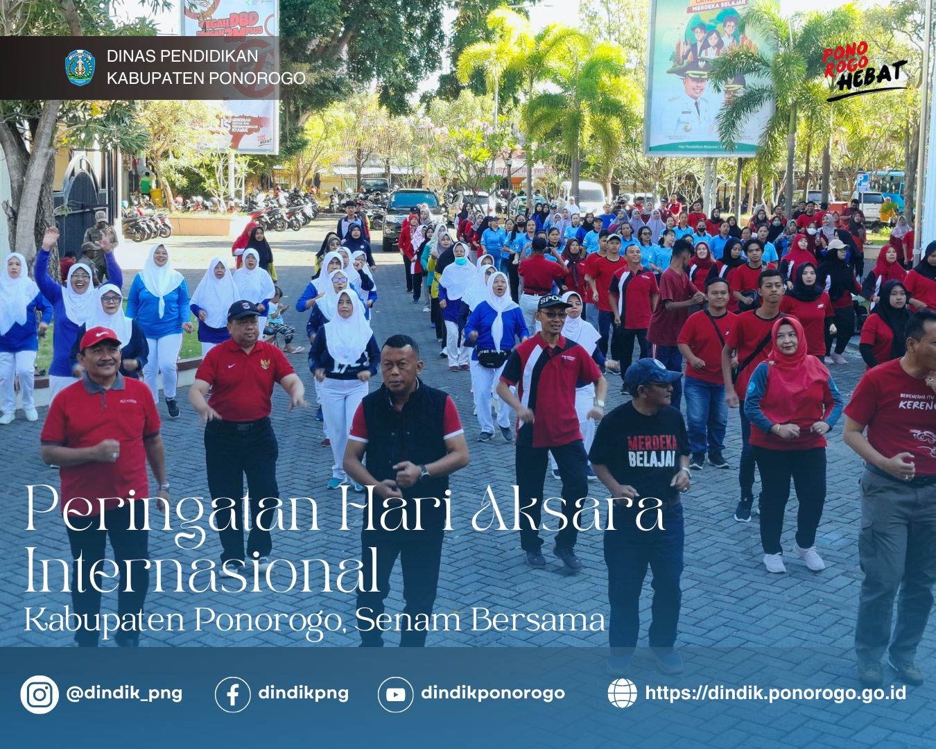 Peringati Hari Aksara Internasional 2024, Bupati dan Kadindik Ponorogo Senam Bersama PNF